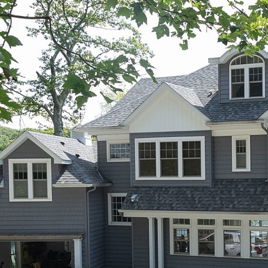 Lake house located in New York state, Viwinco S-Series new construction windows in white have been installed.