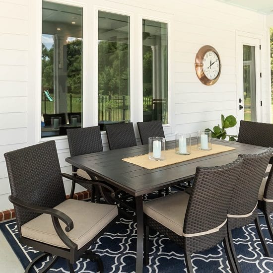 Viwinco OceanView-impact-resistant picture windows and twin single-hung windows installed in modern farmhouse.