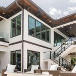 Viwinco OceanView windows with bronze finish laminate installed in waterfront home.