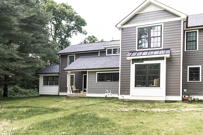 Black New Construction Viwinco windows installed in home.