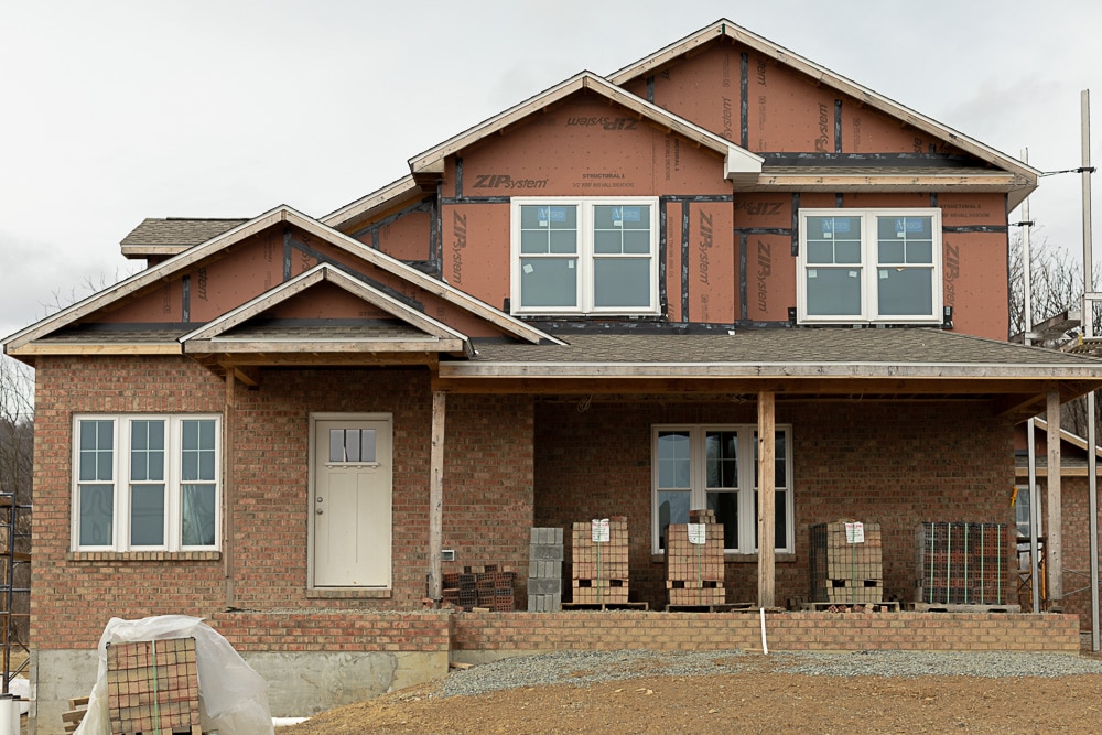 BCTC-2nd Visit-75 Forward-shot of mid-construction brick foundation home