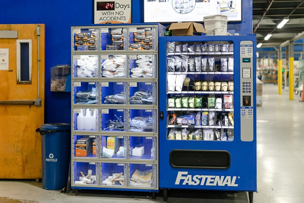 Sharon-Safety Post-20 Viwinco vending machine and storage for safety materials.