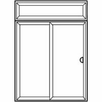 Diagram of Viwinco 2 lite sliding door with upper transom.
