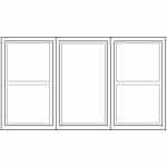 Drawing of Viwinco arrangement of double-hung and picture windows.