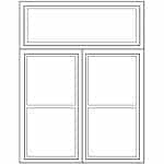 Diagram of a Viwinco double double-hung window with picture window on top.