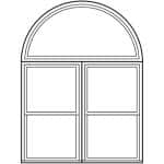 Viwinco half round windows over twin, single, or double-hung Viwinco windows drawing.