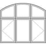 Quarter round window over picture of casement Viwinco window drawing.