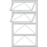 __vertical-awning-wall-4-unit Diagram of Viwinco 4-unit vertical awning window.