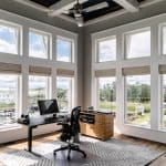 Home office with Viwinco OceanView Casement and picture windows